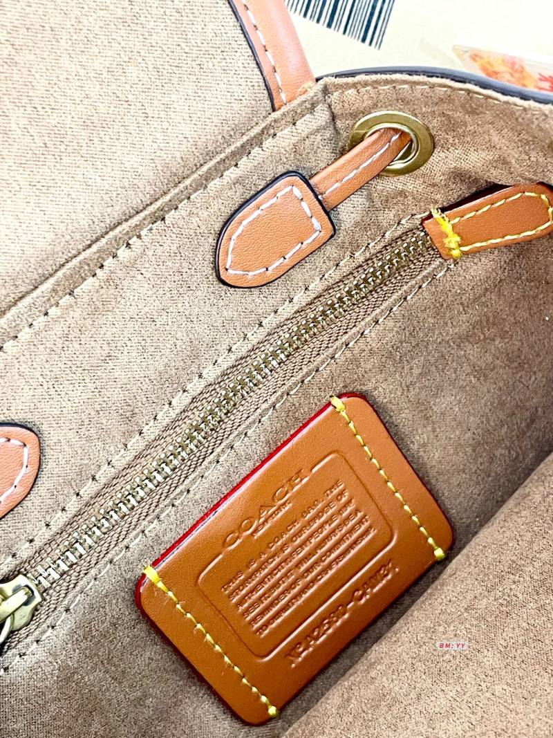 Coach Harper Mini Backpack Cream Signature with Brown Leather view