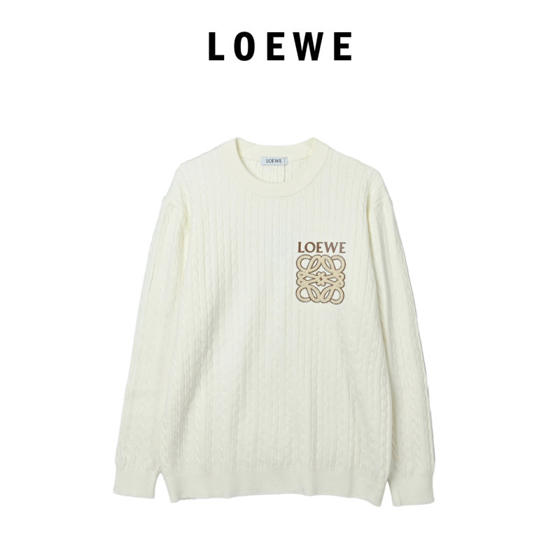 Loewe Anagram Cable Knit Sweater Cream view