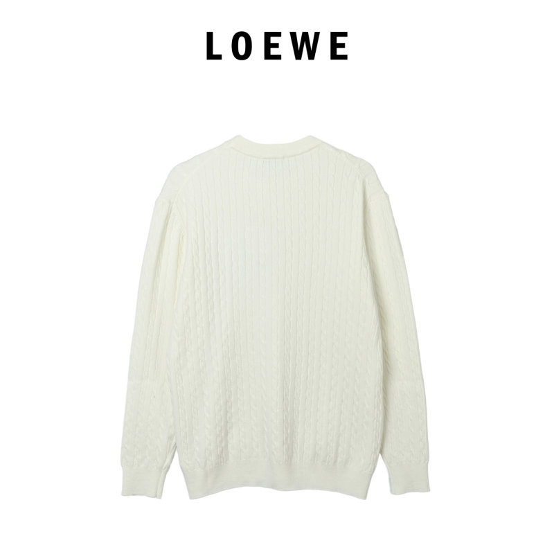 Loewe Anagram Cable Knit Sweater Cream view