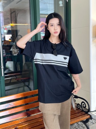 Prada Black & White Stripe Short Sleeve T-Shirt view 2