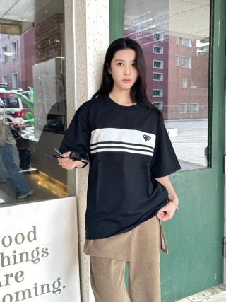 Prada Black & White Stripe Short Sleeve T-Shirt view 4