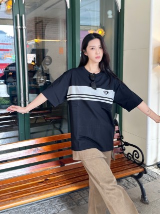 Prada Black & White Stripe Short Sleeve T-Shirt view 7