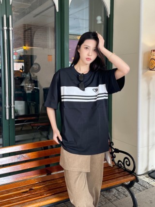 Prada Black & White Stripe Short Sleeve T-Shirt view 9