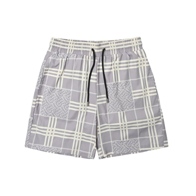 Grey White Plaid Patchwork Shorts view