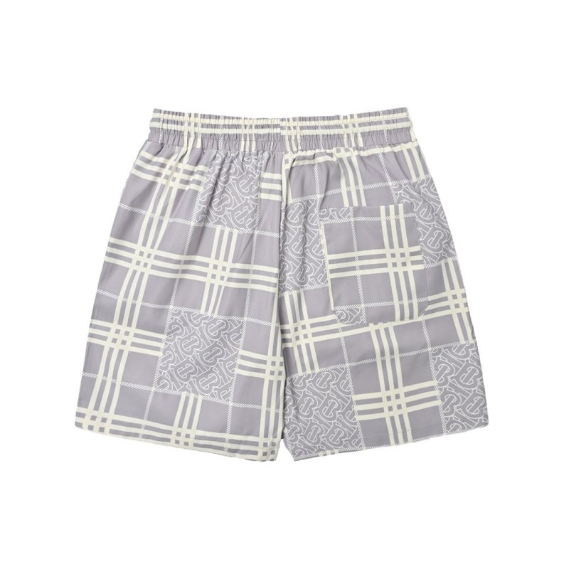 Grey White Plaid Patchwork Shorts view