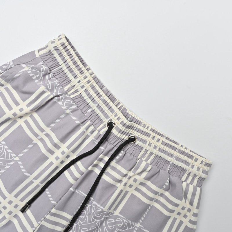 Grey White Plaid Patchwork Shorts view