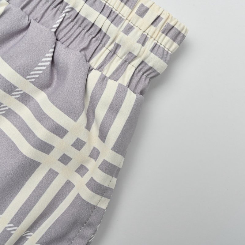 Grey White Plaid Patchwork Shorts view