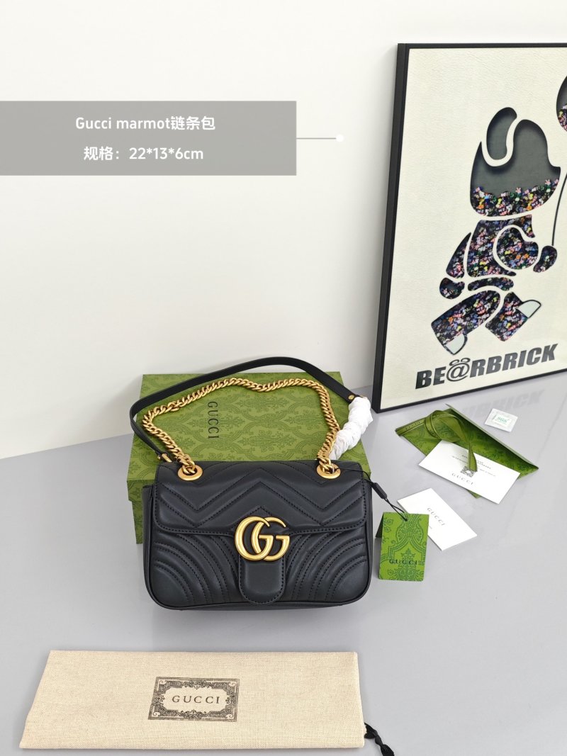 Gucci Marmont Black Quilted Shoulder Bag 22x13x6cm