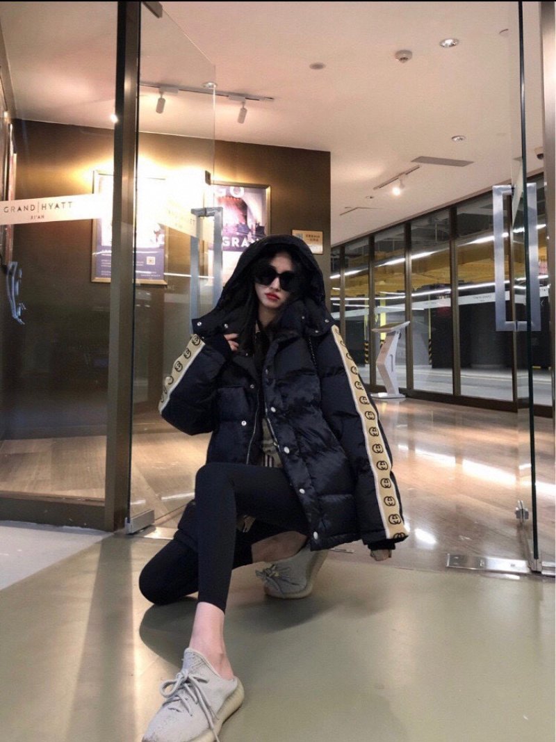 Gucci GG Monogram Down Jacket Black & Gold view