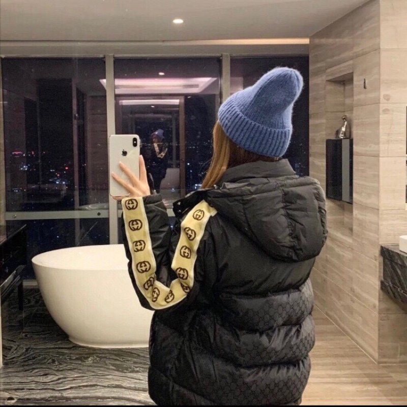 Gucci GG Monogram Down Jacket Black & Gold view