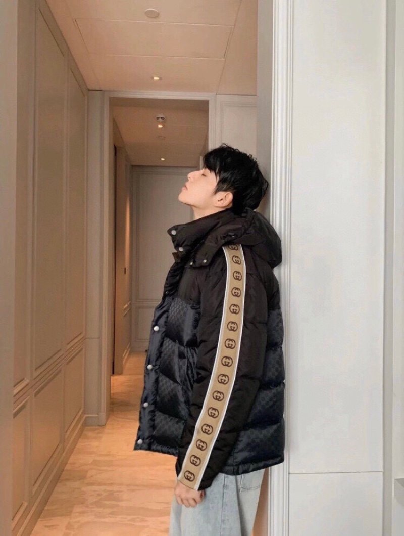 Gucci GG Monogram Down Jacket Black & Gold view