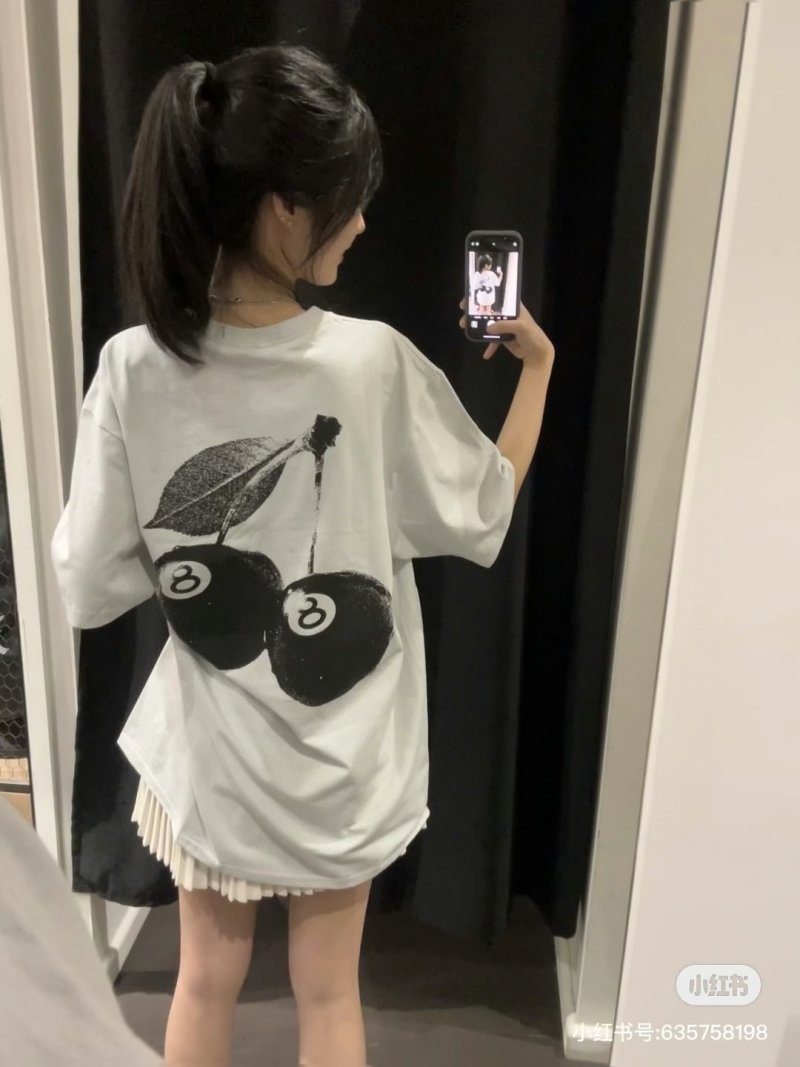 Stüssy Logo Oversized Cream T-Shirt view
