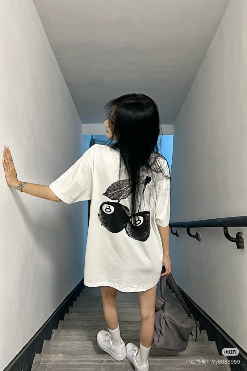 Stüssy Logo Oversized Cream T-Shirt view