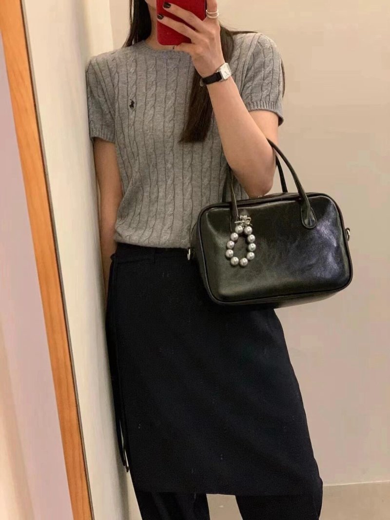 Grey Cable Knit Short Sleeve T-Shirt view
