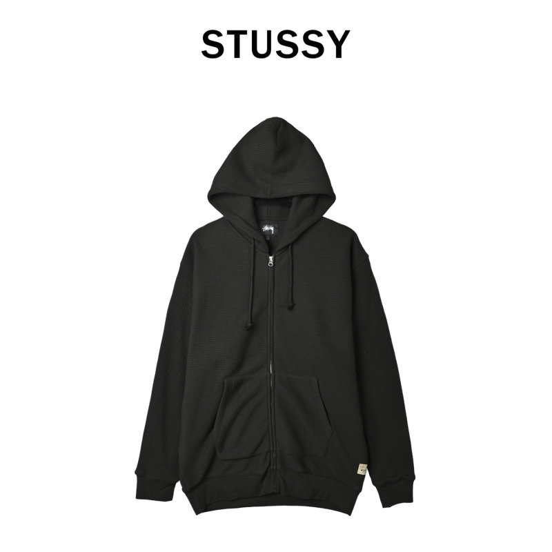 Essentials Black Waffle Knit Zip Hoodie view
