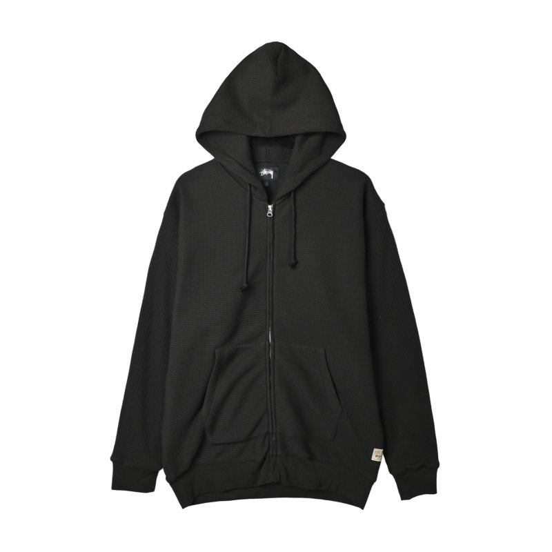 Essentials Black Waffle Knit Zip Hoodie view