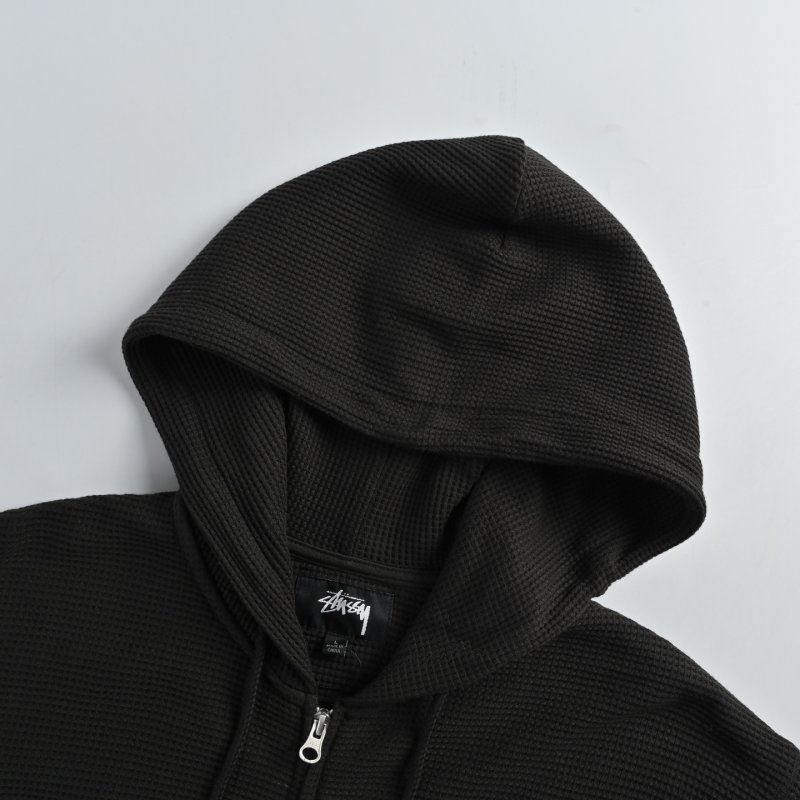 Essentials Black Waffle Knit Zip Hoodie view