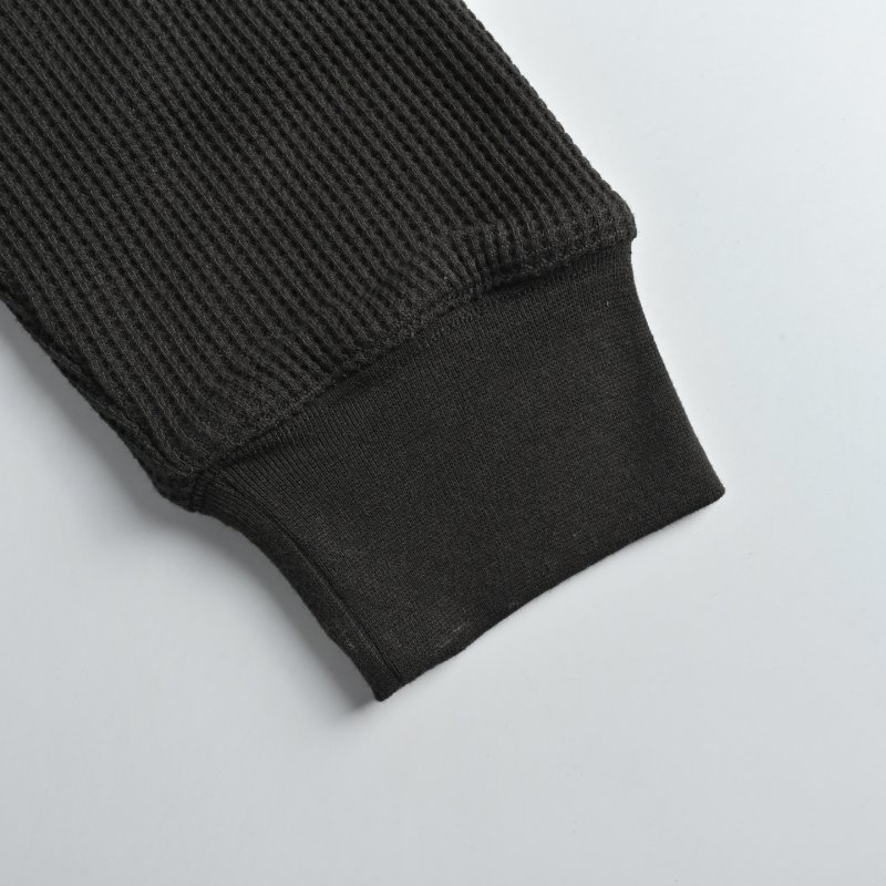Essentials Black Waffle Knit Zip Hoodie view