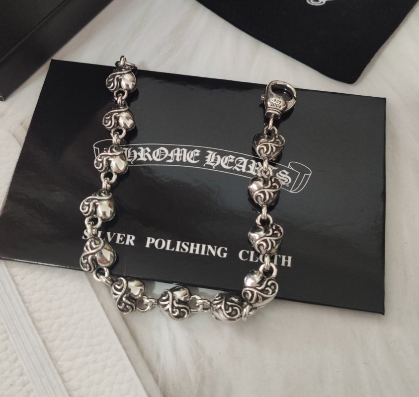 Chrome Hearts Heart Link Silver Bracelet view