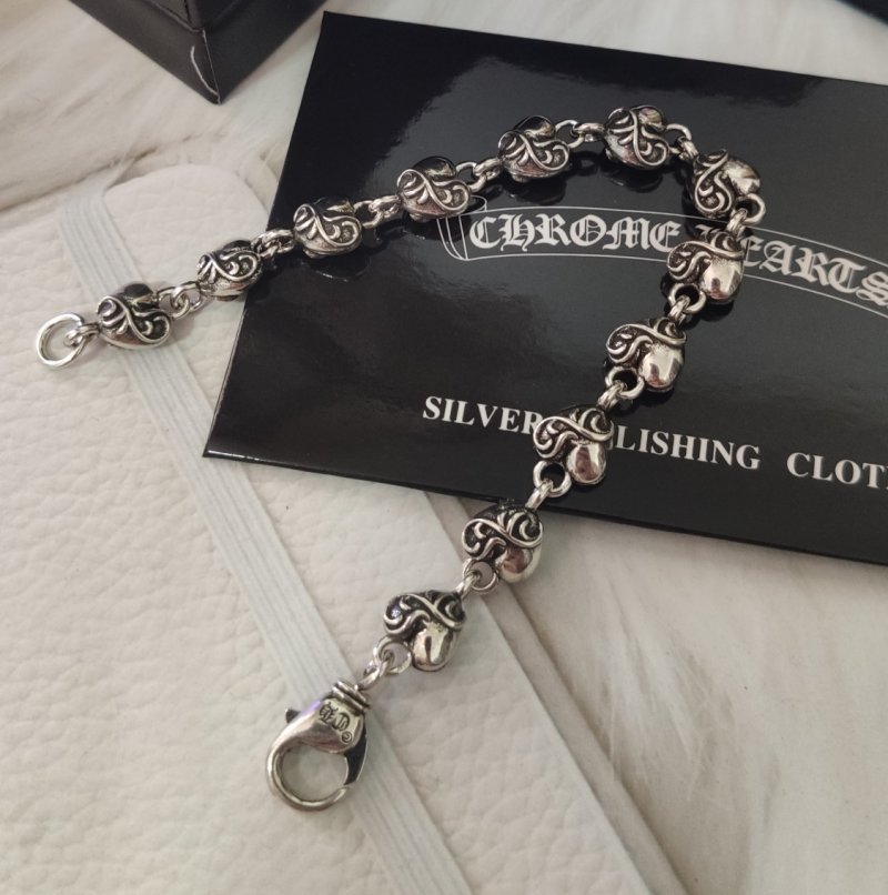 Chrome Hearts Heart Link Silver Bracelet view