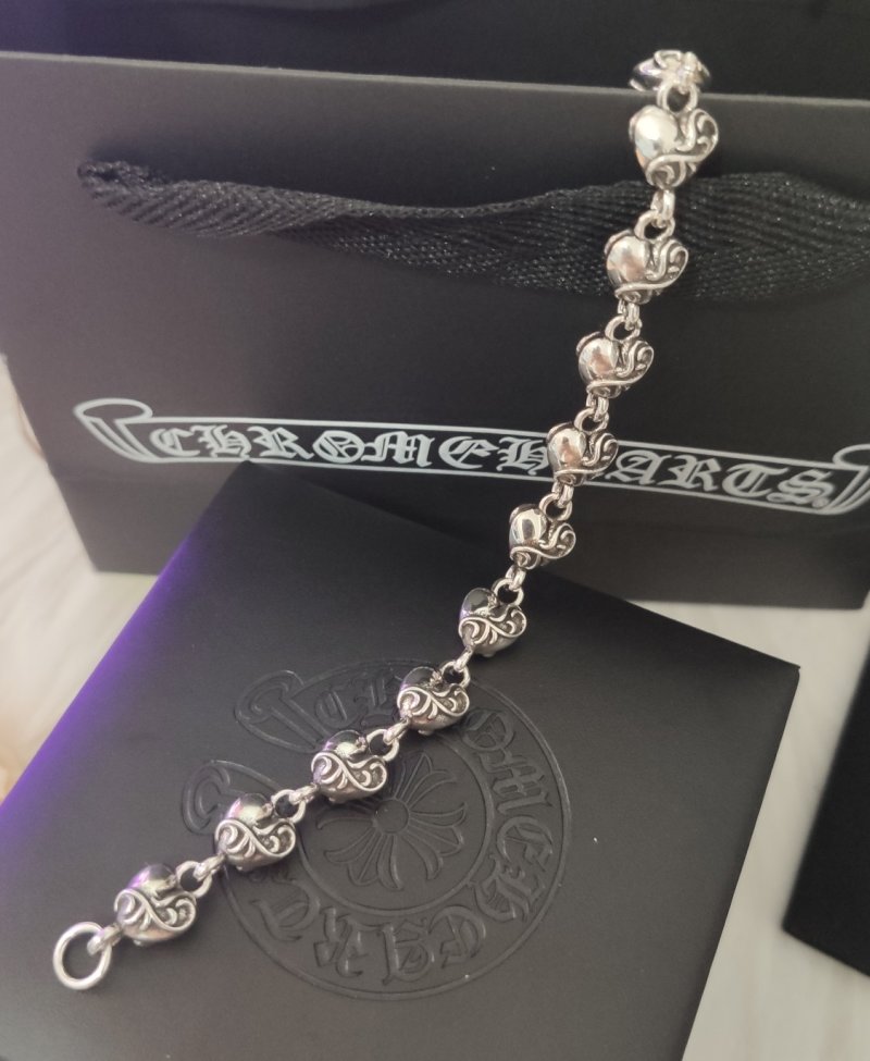 Chrome Hearts Heart Link Silver Bracelet view