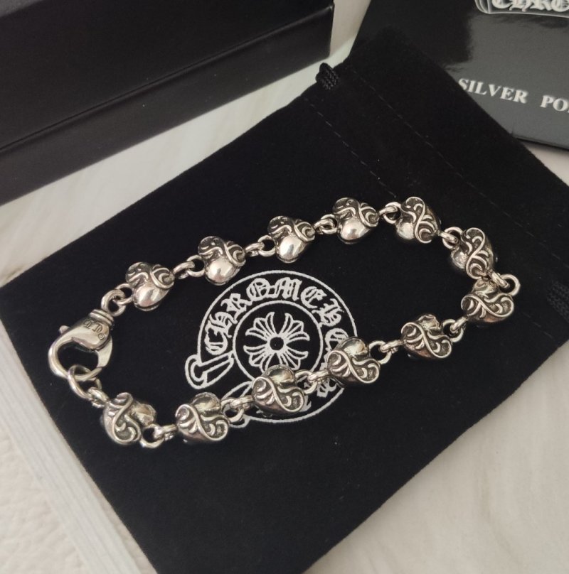 Chrome Hearts Heart Link Silver Bracelet view