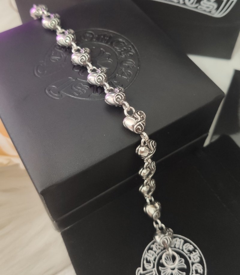 Chrome Hearts Heart Link Silver Bracelet view