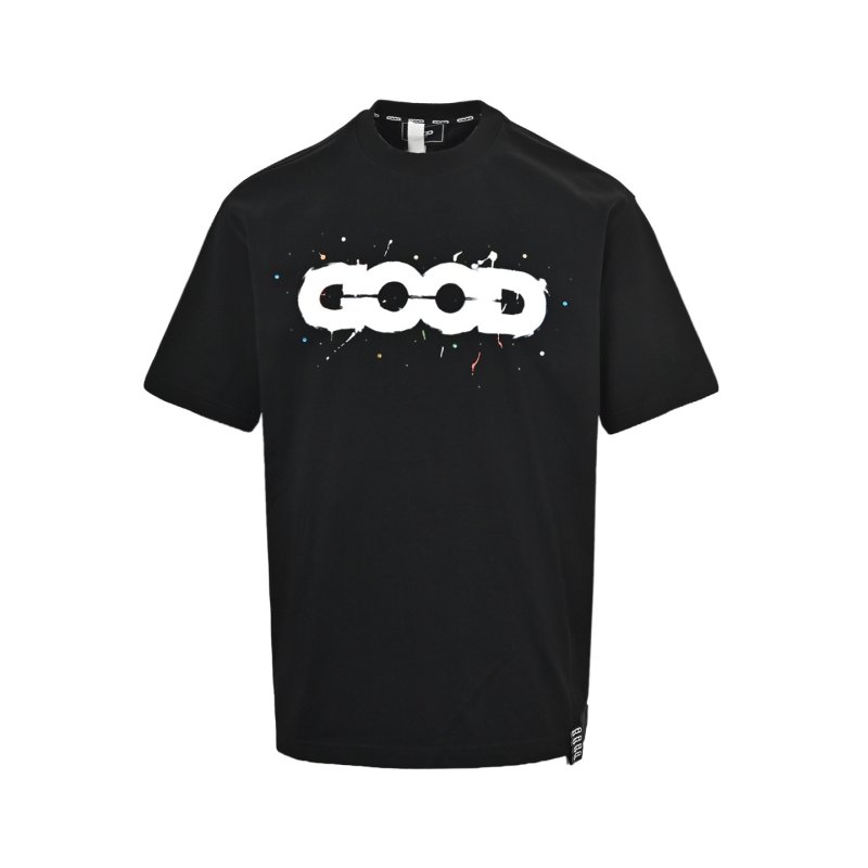 Black Graphic Print Short Sleeve T-Shirt with Colorful Logo view