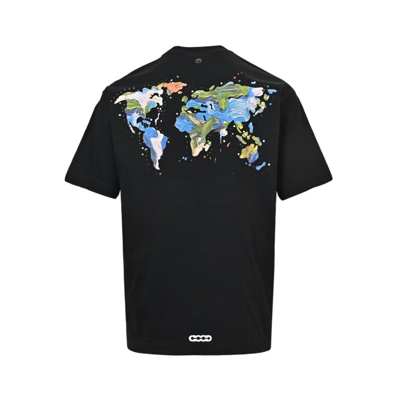 Black Graphic Print Short Sleeve T-Shirt with Colorful Logo view