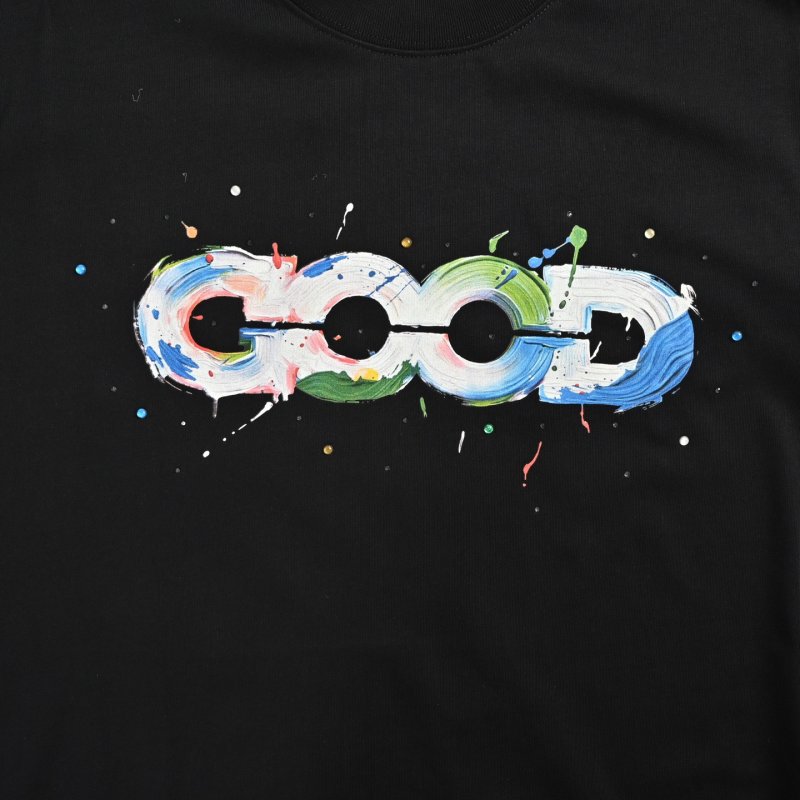 Black Graphic Print Short Sleeve T-Shirt with Colorful Logo view