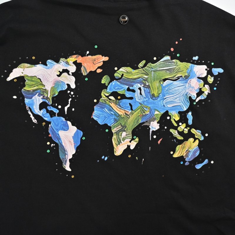 Black Graphic Print Short Sleeve T-Shirt with Colorful Logo view