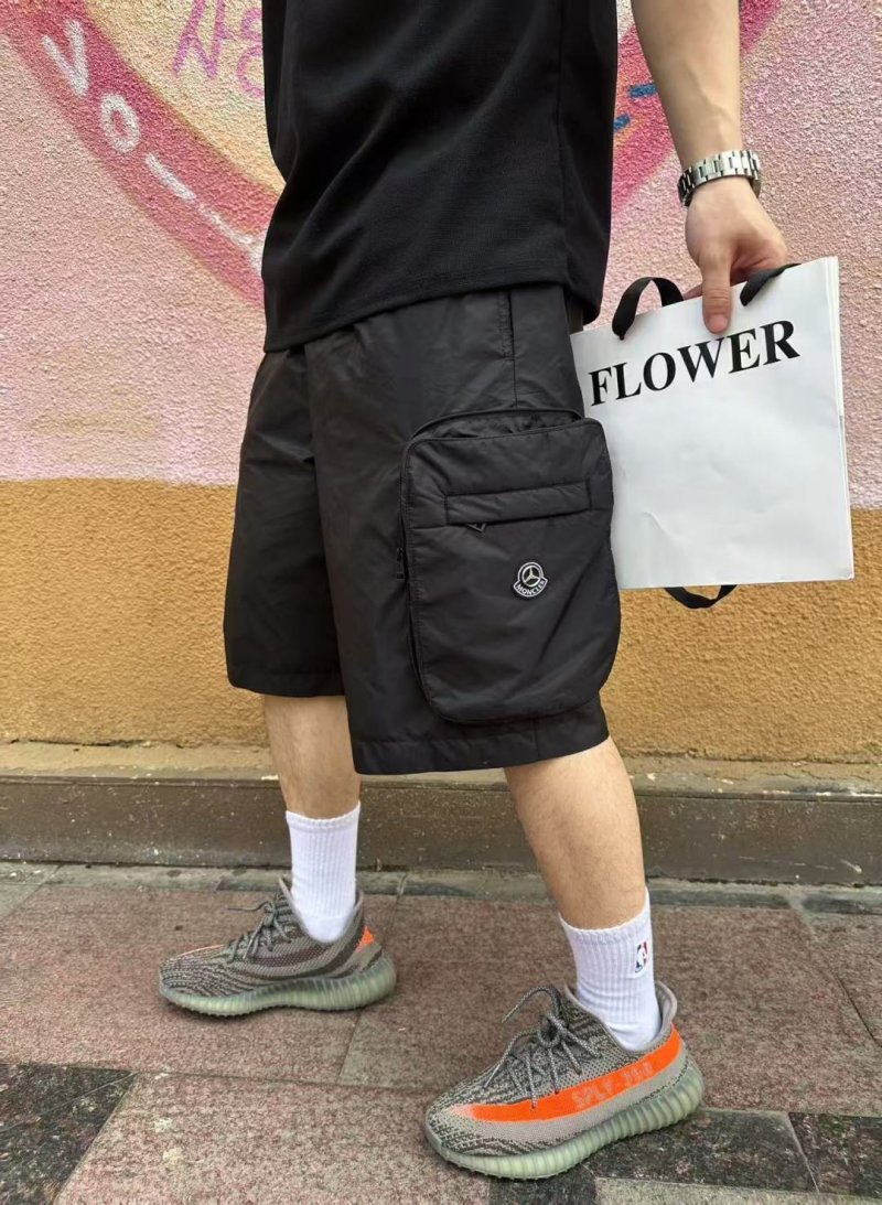 Moncler Black Nylon Cargo Shorts