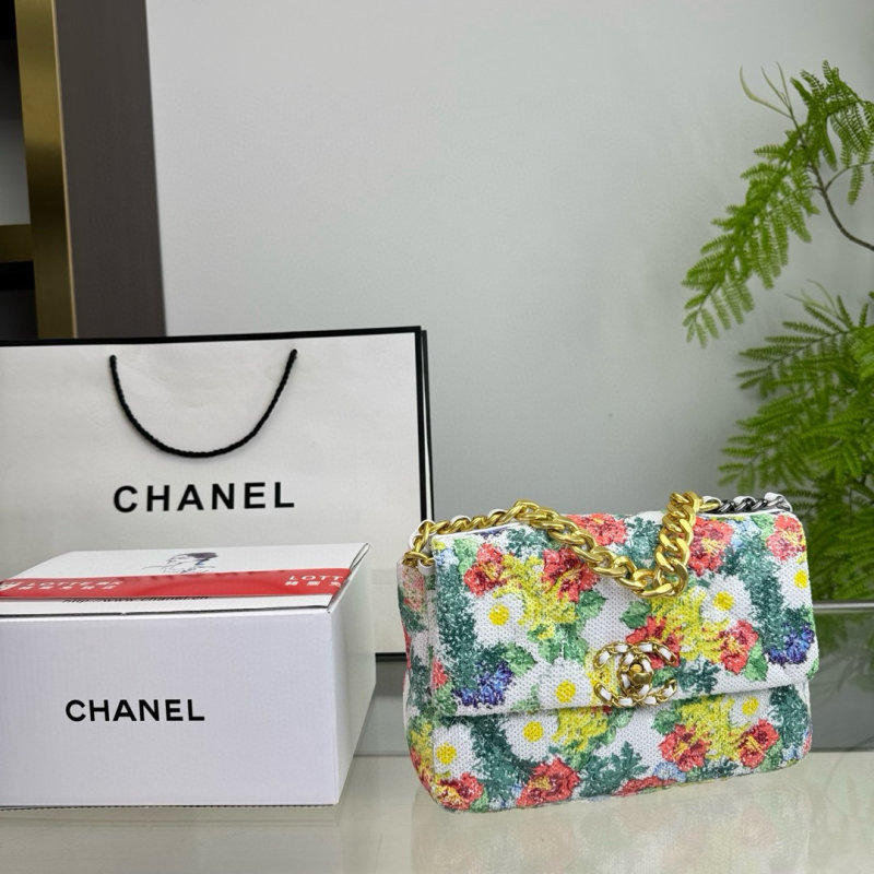 Chanel 19 Floral Quilted Shoulder Bag - Multicolor view
