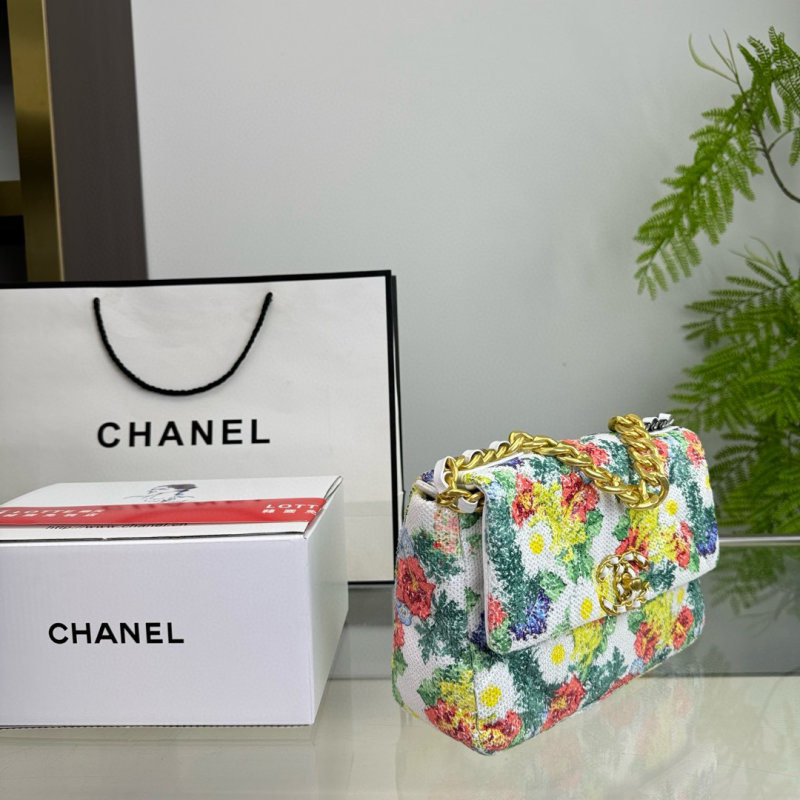Chanel 19 Floral Quilted Shoulder Bag - Multicolor view