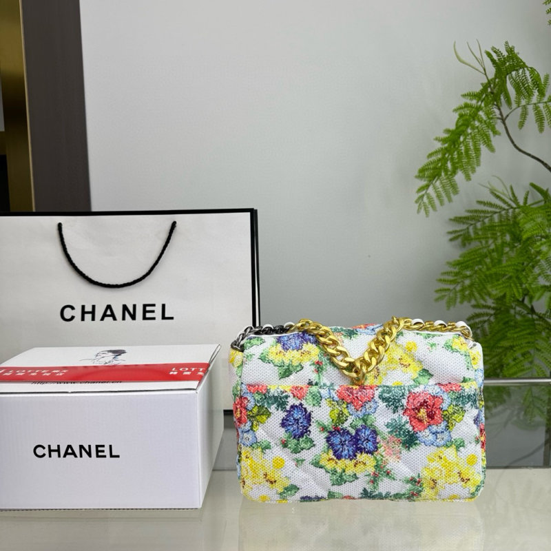 Chanel 19 Floral Quilted Shoulder Bag - Multicolor view