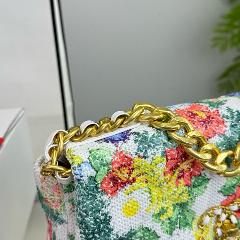Chanel 19 Floral Quilted Shoulder Bag - Multicolor view