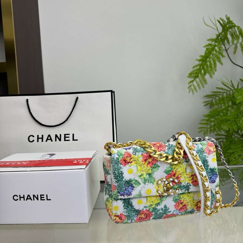 Chanel 19 Floral Quilted Shoulder Bag - Multicolor view