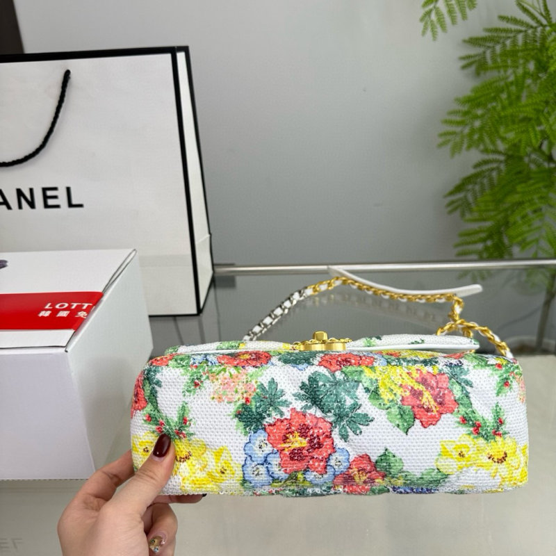 Chanel 19 Floral Quilted Shoulder Bag - Multicolor view