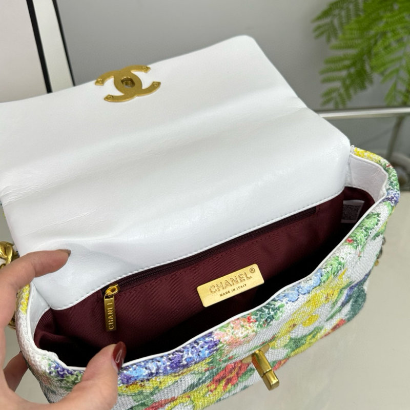 Chanel 19 Floral Quilted Shoulder Bag - Multicolor view