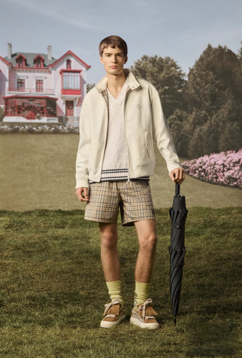 Beige Plaid Shorts - Premium Relaxed Fit