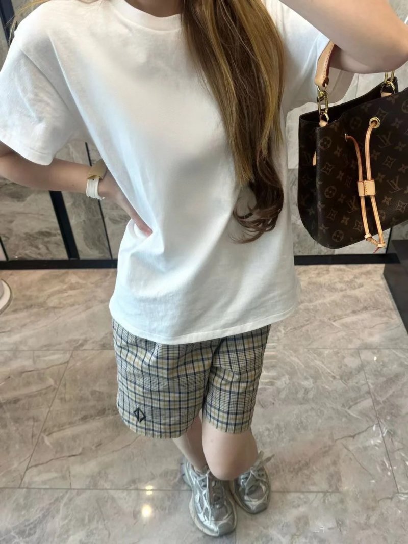 Beige Plaid Shorts - Premium Relaxed Fit view