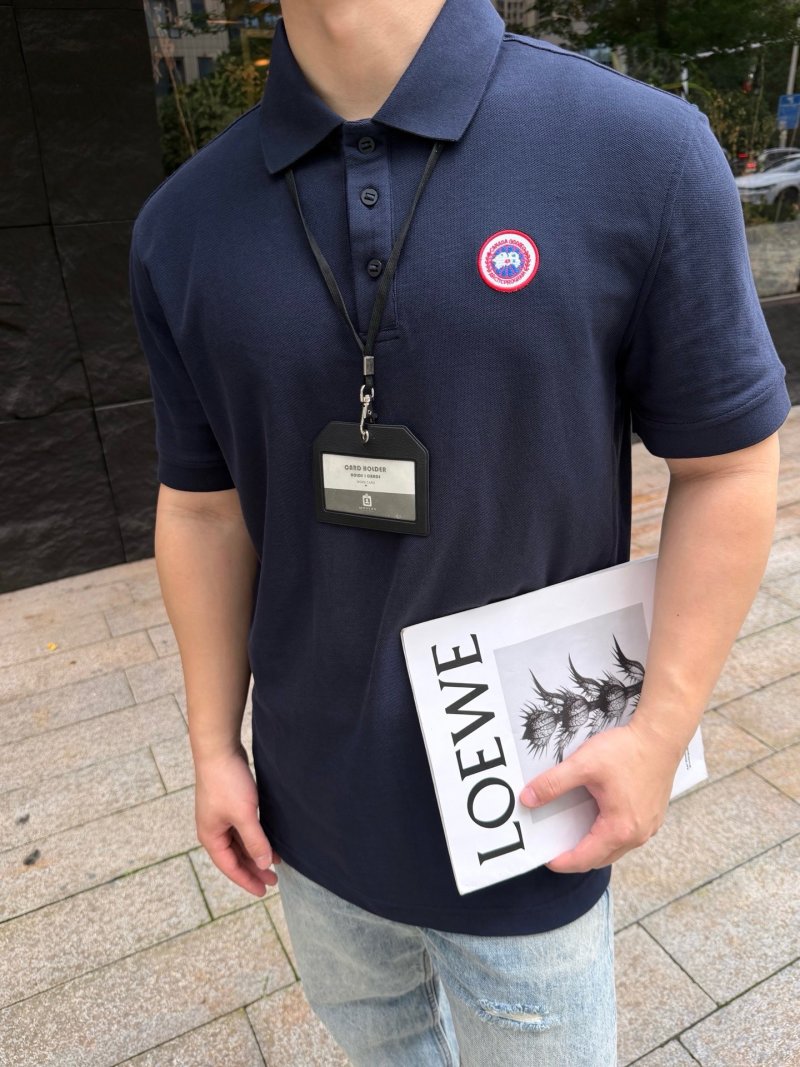 Canada Goose Navy Polo Shirt with Embroidered Badge