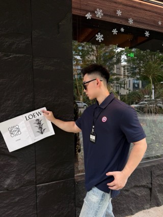 Canada Goose Navy Polo Shirt with Embroidered Badge view 4