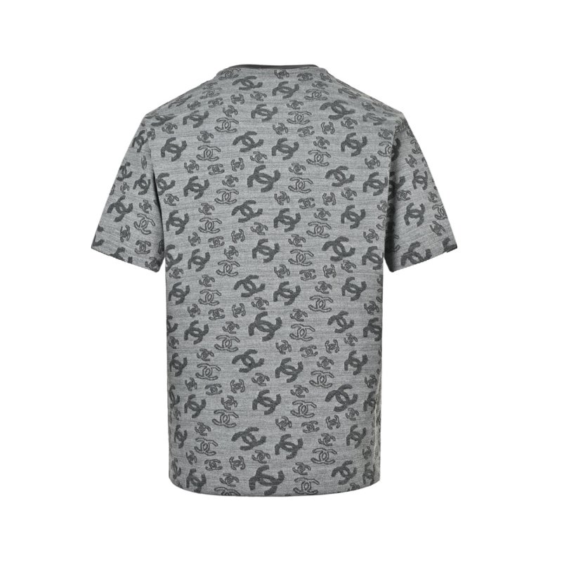 Chanel CC Logo All-Over Print T-Shirt Grey view