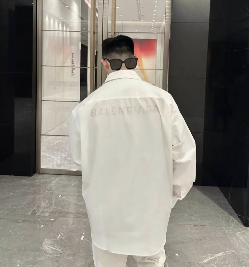 Balenciaga White Oversized Logo Shirt