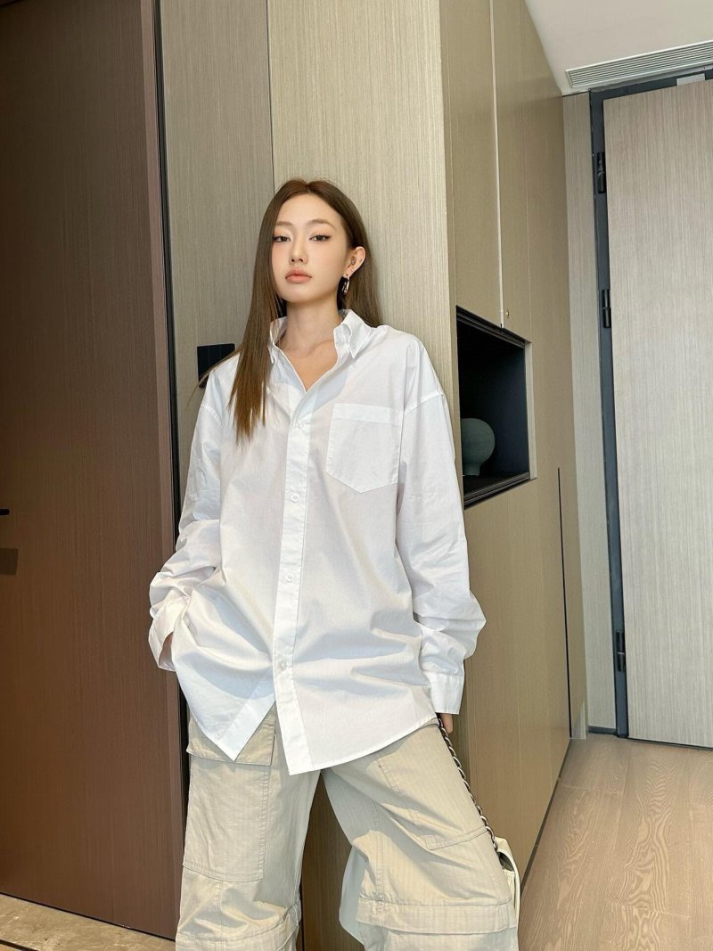 Balenciaga White Oversized Logo Shirt view