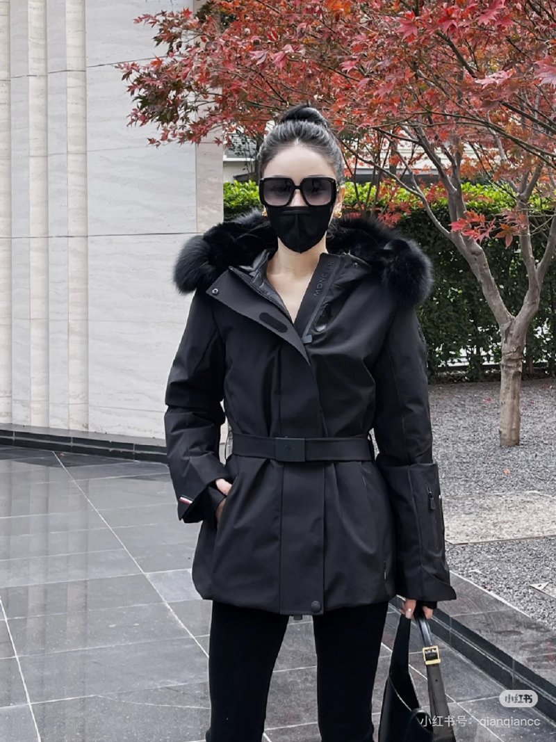 Black Luxury Down Jacket with Fur Collar view