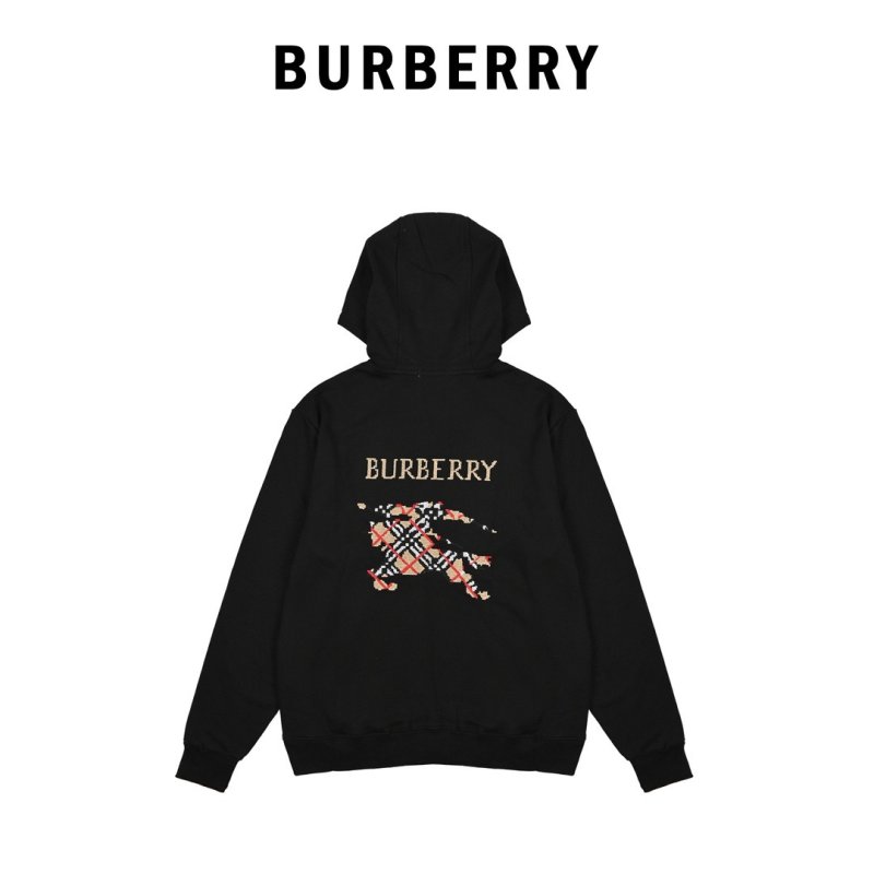 Burberry Black Hoodie with Checkered Logo Print view