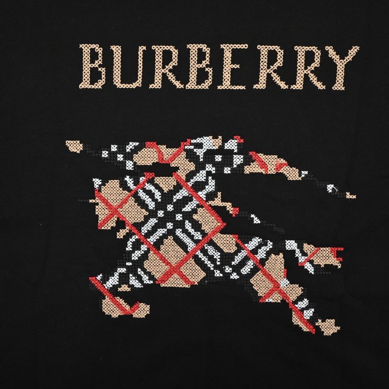Burberry Black Hoodie with Checkered Logo Print view