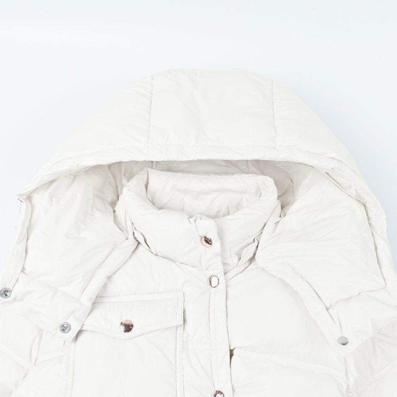 Cream Puffer Down Jacket - Short Fit view